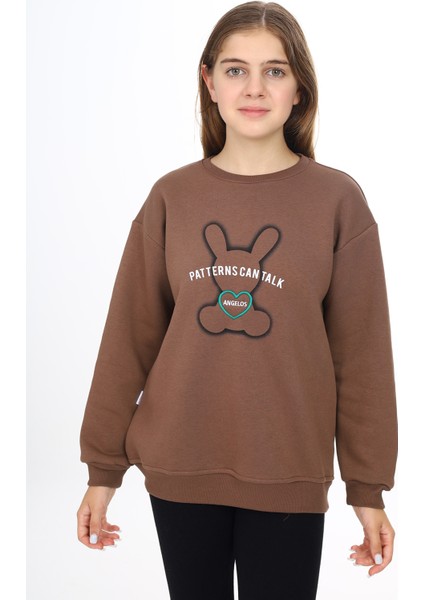 Angelos Girls Kız Çocuk Ayıcık Baskılı 3 Iplik Sweatshirt 7-13 Yaş LX268