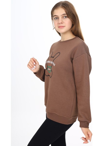 Angelos Girls Kız Çocuk Ayıcık Baskılı 3 Iplik Sweatshirt 7-13 Yaş LX268