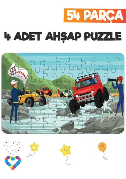 Ahşap 54 Parça 4 Set Çocuk Puzzle