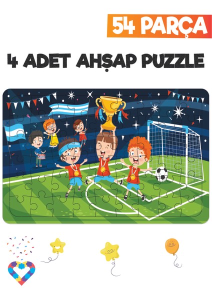 Ahşap 54 Parça 4 Set Çocuk Puzzle