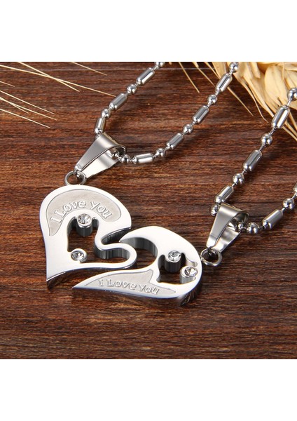 2 Parça Paslanmaz Çelik Çift Kolye Taklidi Seni Seviyorum Kalp Bulmaca Zinciri ile Eşleşen Kolye (Yurt Dışından) fiyatları