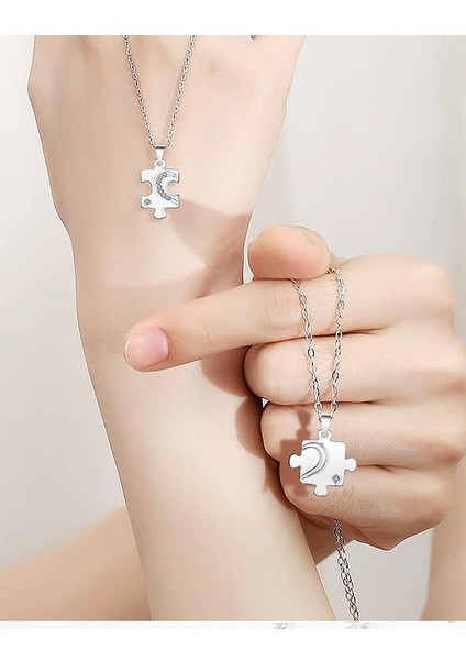 Çiftler Bulmaca Kolyeler Komik Doodle Bulmaca Kolyeler Elmas Kaplı Eşleşen Çiftler Kolye Onun Için Romantik Hediye (Yurt Dışından) fiyatları