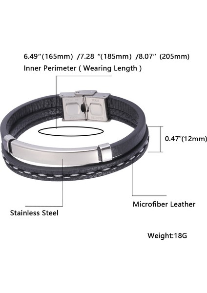 Titanyum Çelik Erkek Bileklik - Siyah (Yurt Dışından)