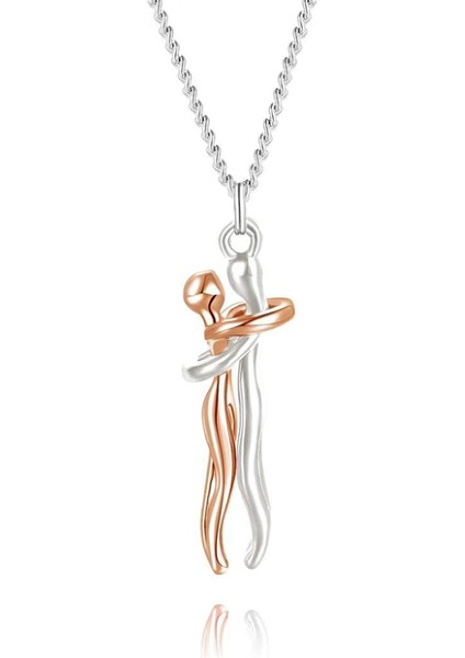 Çift Sarılma Kolye Kolye Aşıklar Birlikte Sonsuza Kadar Metal Kaplama Aşk Tarzı Kolye, Bm, 45 cm (Yurt Dışından)