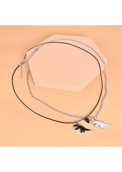 2/4 Adet Set Aşk Kalp Çift Dinozor Halat Zincir Kolye Bilezik Eşleştirme Kolye Kadın Erkek Takı Hediyeler Için Ayarlanabilir VALENTINEU2019S Günü Dostluk En Iyi Arkadaş (Yurt Dışından)