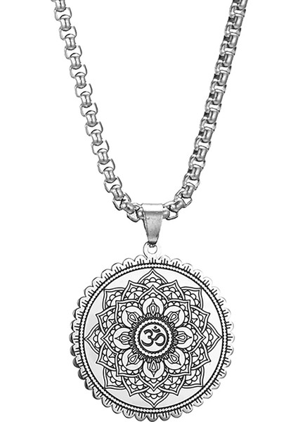 Erkekler Kadınlar Için Lotus Çiçeği Kolye Om Ohm Sembolü Yoga Budist Kolye Paslanmaz Çelik Eski Mandala Kolye Kolye Manevi Takı Hediye (Yurt Dışından)