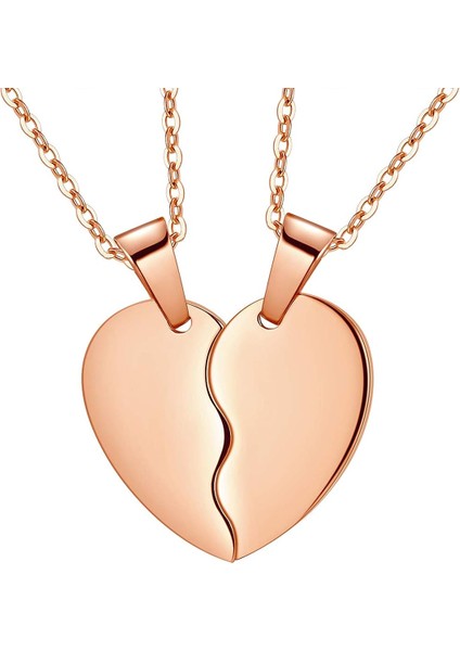 Kırık Kalp Kolye Kadın Erkek 316L Paslanmaz Çelik Best Friend Bff Foever Kolye 18K Altın / Gül Altın Kaplama Iki Yarım Kalp Kolye Lover Çiftler Takı SP0034 (Yurt Dışından)