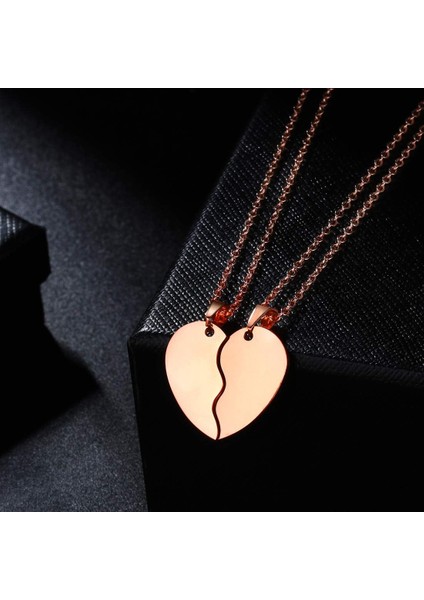 Kırık Kalp Kolye Kadın Erkek 316L Paslanmaz Çelik Best Friend Bff Foever Kolye 18K Altın / Gül Altın Kaplama Iki Yarım Kalp Kolye Lover Çiftler Takı SP0034 (Yurt Dışından) modelleri