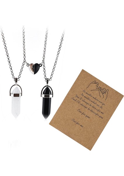 Adet Karşılıklı Cazibe Çift Eşleşen Kristal Altıgen Kolye Kolye Ayarlanabilir Aşk Kalp Doğal Taş Çakra Kolye Kadın Erkek Erkek Kız Genç Meditasyon Takı Doğum Günü Hediyesi (Yurt Dışından)