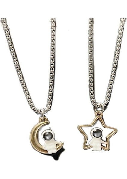 Adet Paslanmaz Çelik Karşılıklı Cazibe Mıknatıslar Çiftler Eşleşen Kolye Kolye Manyetik Astronot Söz Kolye Kadın Erkek Arkadaşlar Onun Dostluk Astronomi Takı (Yurt Dışından)