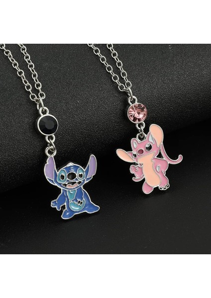 Anime Stitch & Angel Kolye Kadın Erkek Için - Çiçek Charm Gerdanlık Yaka Seti Çift Takı Aksesuarları Hediyeler (Yurt Dışından) fırsatları