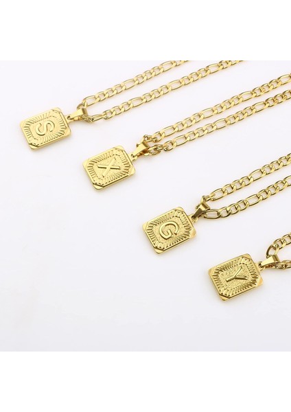 Kadın Erkek Genç Kızlar Için Ilk Altın Kolye En Iyi Arkadaş Moda Trendy Figaro Zincir Kare Harfler Paslanmaz Çelik Kolye Kolye Kişiselleştirilmiş 26 Alfabe 18K (Yurt Dışından)