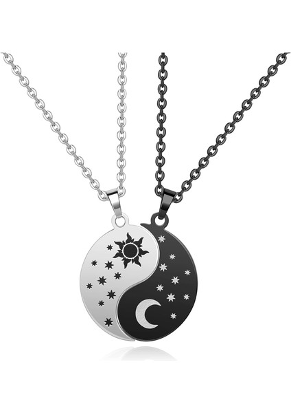 Best Friend Kolye Eşleşen Çiftler Kolye Paslanmaz Çelik Yin Yang Takı Hediyeler Kadın Erkek Için (Yurt Dışından)