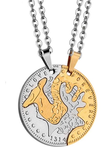 Buck ve Doe Coin Şekilli Geyik Elk Bölünmüş Paslanmaz Çelik Browning Birbirine Geyik Çiftler Kolye Kolye Seti 2 Adet (Yurt Dışından)