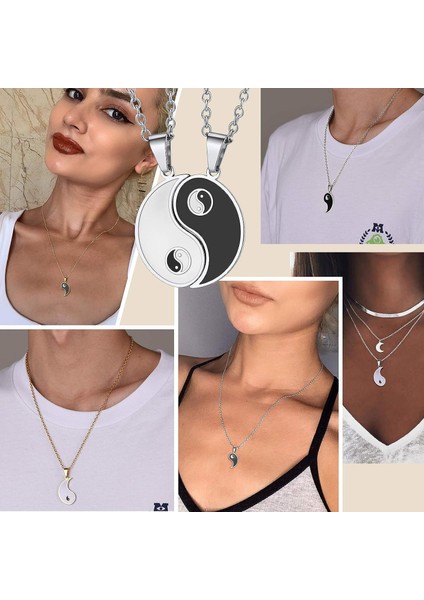 Erkek Kadın Gençler Için Paslanmaz Çelik Yin ve Yang Kolyeler, Taoizm Sembolü, Denge Kolyesi, Çiftler Kolyeleri, 2 Kişilik En Iyi Arkadaş Kolyeleri (Yurt Dışından) modelleri