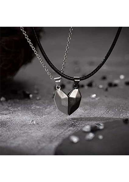 Kalp Eşleşen Kolyeler Wish Stone 2 Çiftler Için Manyetik Yarım Kalp Kolyeler Best Friend Kolyeler (Yurt Dışından) modelleri