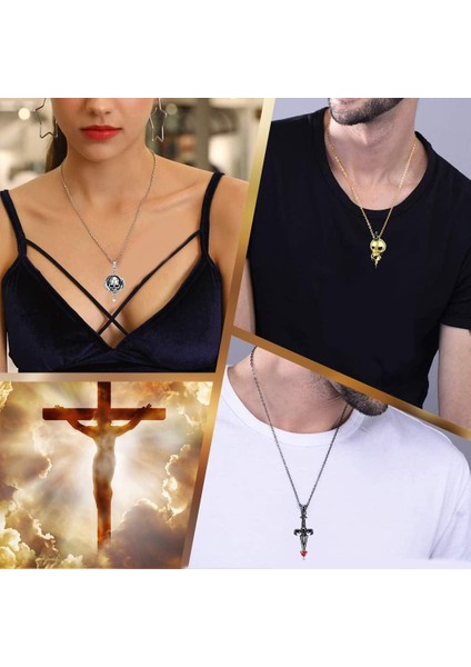 Erkekler Kadınlar Için Kafatası Kolye 925 Ayar Gümüş Siyah Altın Kafatası Gotik Punk Kolye Takı Için Unisex Çift Doğum Günü Yılbaşı Hediyeleri (Yurt Dışından) fiyatları