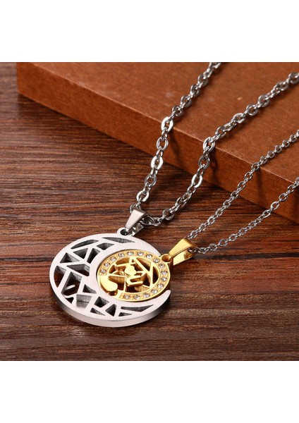 Adet Çift Kolye Paslanmaz Çelik Rakam Pusula Güneş ve Ay Eşleşen Kolye Zinciri (Kolyeler) (Yurt Dışından) modelleri
