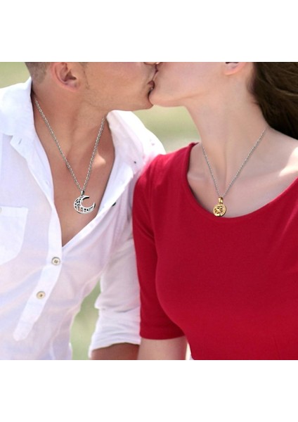 Adet Çift Kolye Paslanmaz Çelik Rakam Pusula Güneş ve Ay Eşleşen Kolye Zinciri (Kolyeler) (Yurt Dışından) fırsatları