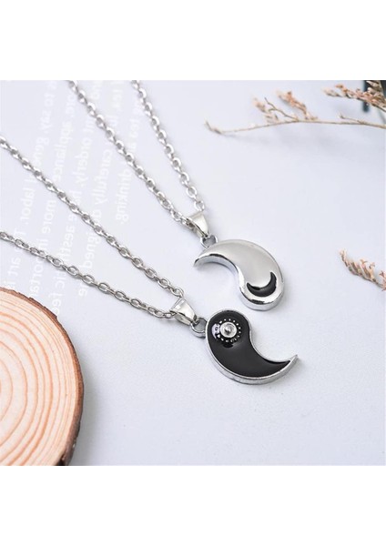 Yin Yang Kolye Bilezik Kadın Erkek Eşleşen Siyah Beyaz Disk Tai Chi Kolye Çiftler Için Kızlar Dostluk Bff Bilezikler Kolye Takı Seti (Yurt Dışından) modelleri