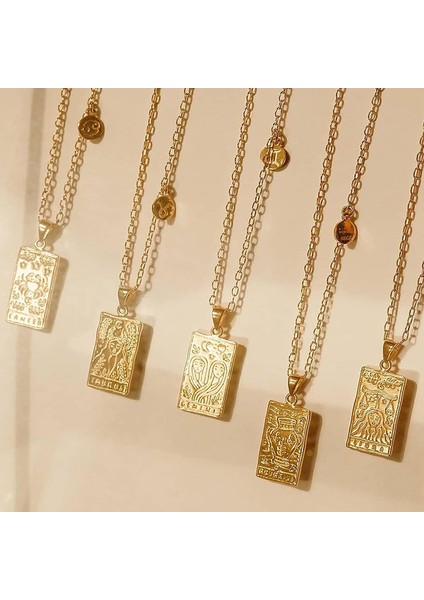 14 K Altın Takımyıldızı Tarot Kartı Kolye Kolye Paslanmaz Çelik Su Geçirmez Değişmeyen Dostluk Çift Takımyıldızı Sembolü Yaka Takı Kadın Erkek Gençler Için (Yurt Dışından) fiyatları