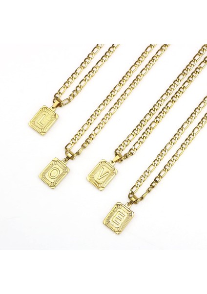 Kadın Erkek Genç Kızlar Için Ilk Altın Kolye En Iyi Arkadaş Moda Trendy Figaro Zincir Kare Harfler Paslanmaz Çelik Kolye Kolye Kişiselleştirilmiş 26 Alfabe 18K (Yurt Dışından)
