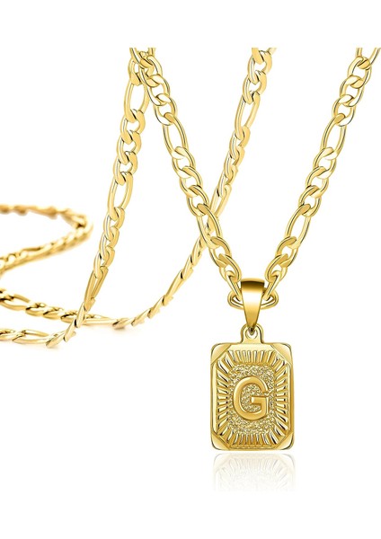 Kadın Erkek Genç Kızlar Için Ilk Altın Kolye En Iyi Arkadaş Moda Trendy Figaro Zincir Kare Harfler Paslanmaz Çelik Kolye Kolye Kişiselleştirilmiş 26 Alfabe 18K (Yurt Dışından)