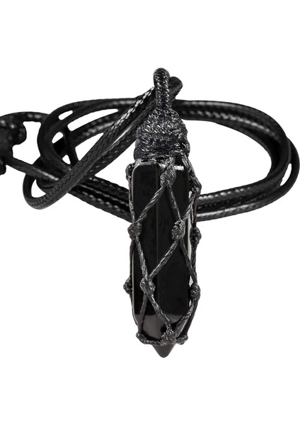 Ayarlanabilir Kordonlu Unisex Sarılmış Taş Değnek Kolye Için Altıgen Kristal Puan Kolye Kolye (Yurt Dışından)