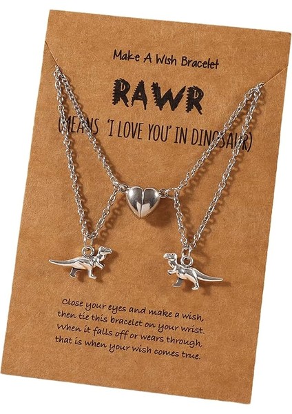Manyetik Çiftler Kolye Seti Dostluk Dinozor Eşleştirme Charm Kolye Kolye T-Rex Dinozor Çiftler Için Sevimli Hayvan Lover Takı Sevgililer Günü Doğum Günü Hediyeleri (Yurt Dışından)