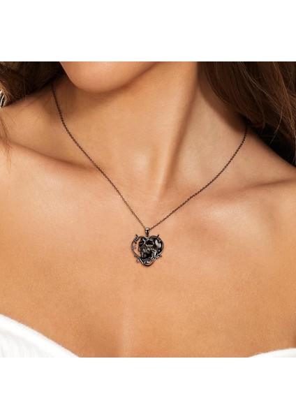 Erkekler Kadınlar Için Kafatası Kolye 925 Ayar Gümüş Siyah Altın Kafatası Gotik Punk Kolye Takı Için Unisex Çift Doğum Günü Yılbaşı Hediyeleri (Yurt Dışından)