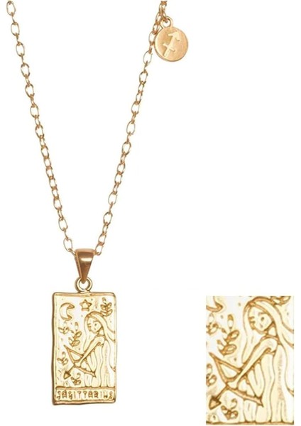 14 K Altın Takımyıldızı Tarot Kartı Kolye Kolye Paslanmaz Çelik Su Geçirmez Değişmeyen Dostluk Çift Takımyıldızı Sembolü Yaka Takı Kadın Erkek Gençler Için (Yurt Dışından)