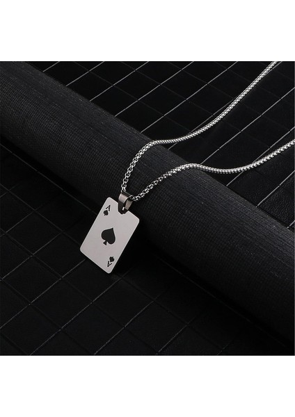 2 Adet Punk Paslanmaz Çelik Tıknaz Boncuklu Zincir Oyun Kartı Poker Etiketi Kolye Kolye Seti Kadın Erkek Kız Erkek Çift Genç Şanslı Kaya Maça Ası Kolye Hip Hop Serin Unisex Takı Hediye (Yurt Dışından)