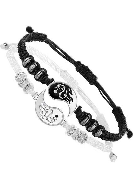 Adet Yin Yang Eşleşen Ejderha Bilezik Kolye Kadın Erkek Için Set, Yin Yang Çift Bilezik Kolye Kolye Erkek Arkadaşı Kız Arkadaşı Bff Best Friend Hediye (Yurt Dışından)