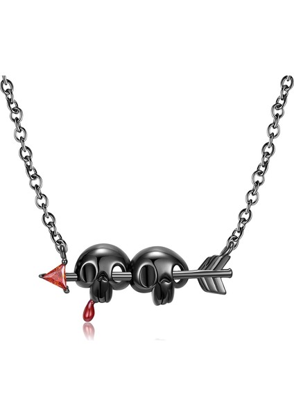Erkekler Kadınlar Için Kafatası Kolye 925 Ayar Gümüş Siyah Altın Kafatası Gotik Punk Kolye Takı Için Unisex Çift Doğum Günü Yılbaşı Hediyeleri (Yurt Dışından)