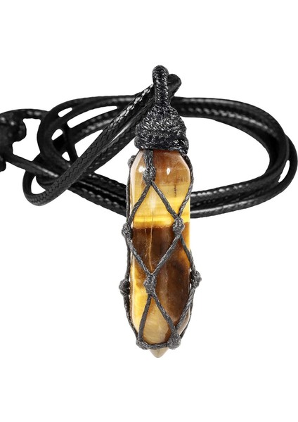 Ayarlanabilir Kordonlu Unisex Sarılmış Taş Değnek Kolye Için Altıgen Kristal Puan Kolye Kolye (Yurt Dışından)
