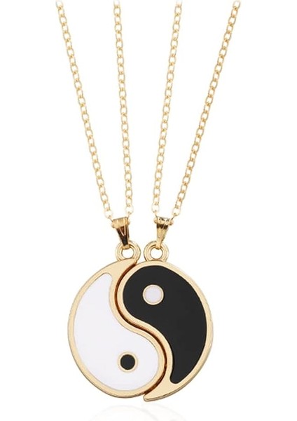 Yin Yang Bulmaca Çift Kolye Zincirleri Kolye Paslanmaz Çelik Bayan Erkek Için Dostluk Erkek Arkadaşı Kız Arkadaşı Için En Iyi Hediyeler Altın Çift Kolye 2 Parça (Yurt Dışından)