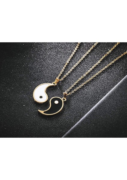 Yin Yang Bulmaca Çift Kolye Zincirleri Kolye Paslanmaz Çelik Bayan Erkek Için Dostluk Erkek Arkadaşı Kız Arkadaşı Için En Iyi Hediyeler Altın Çift Kolye 2 Parça (Yurt Dışından) modelleri