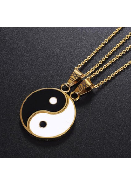 Lquuo Taichi Bulmaca Eşleştirme Kolye Yin Yang Kolye Link Zinciri Kolye Kadın Erkek Çift Için Dostluk Kolye, Altın, 46 + 7 cm (Yurt Dışından) modelleri