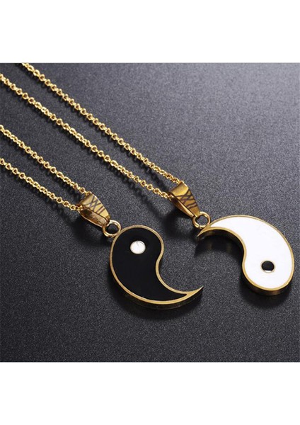 Lquuo Taichi Bulmaca Eşleştirme Kolye Yin Yang Kolye Link Zinciri Kolye Kadın Erkek Çift Için Dostluk Kolye, Altın, 46 + 7 cm (Yurt Dışından) fırsatları