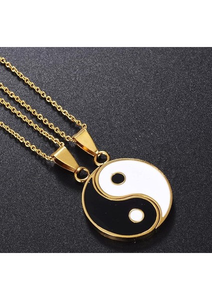 Paslanmaz Çelik Kolye Kadın Erkek Yin Yang Bulmaca Eşleştirme Kolye Zincir Bağlantı Çift Kolye Moda Takı Hediye Gümüş Altın Renk (Yurt Dışından) modelleri