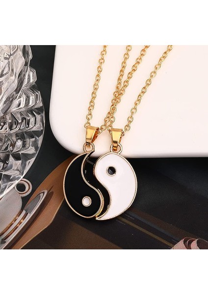 Paslanmaz Çelik Kolye Kadın Erkek Yin Yang Bulmaca Eşleştirme Kolye Zincir Bağlantı Çift Kolye Moda Takı Hediye Gümüş Altın Renk (Yurt Dışından) fırsatları