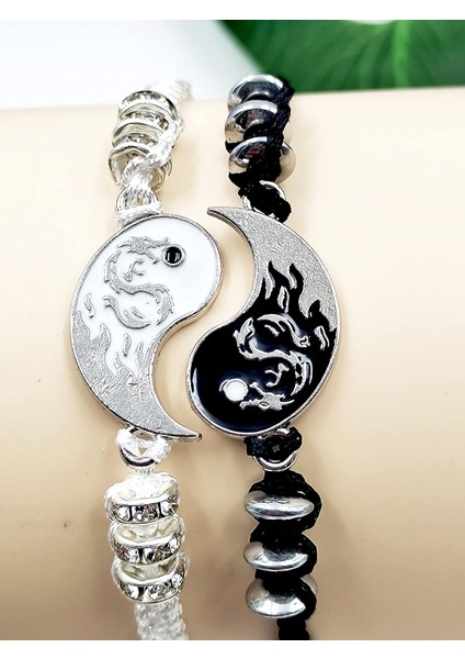 Adet Yin Yang Eşleşen Ejderha Bilezik Kolye Kadın Erkek Için Set, Yin Yang Çift Bilezik Kolye Kolye Erkek Arkadaşı Kız Arkadaşı Bff Best Friend Hediye (Yurt Dışından) modelleri