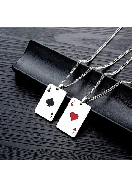 2 Adet Punk Paslanmaz Çelik Tıknaz Boncuklu Zincir Oyun Kartı Poker Etiketi Kolye Kolye Seti Kadın Erkek Kız Erkek Çift Genç Şanslı Kaya Maça Ası Kolye Hip Hop Serin Unisex Takı Hediye (Yurt Dışından) fırsatları