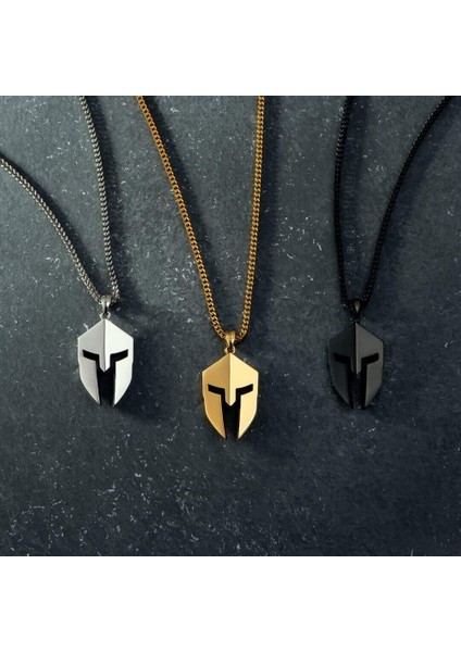 Spartan Kask Kolye Kolye Hip Hop Erkekler Kadınlar Çift Kolye Kolye Severler Için Rapçi Paslanmaz Çelik Takı (Yurt Dışından)