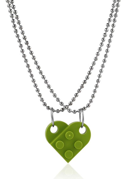 Harajuku 2 Adet Tuğla Kalp Kolye Renkli Takı Yaratıcı Yapı Taşı Tuğla Kitleri Sevgililer Günü Hediyesi Egirl Bulmaca Kolye Kadın Erkek Çiftler Için Chokers (Yurt Dışından)