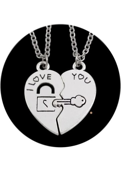 Eşleşen Kalp Kolye Dostluk Kolye Erkekler Kadınlar Için Bff Çift Dostluk Yin Yang Geyik Kafaları Kilit Anahtarı Kolye (Yurt Dışından)