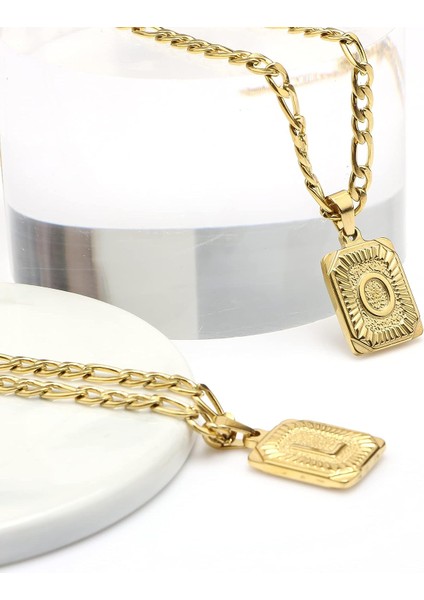 Kadın Erkek Genç Kızlar Için Ilk Altın Kolye En Iyi Arkadaş Moda Trendy Figaro Zincir Kare Harfler Paslanmaz Çelik Kolye Kolye Kişiselleştirilmiş 26 Alfabe 18K (Yurt Dışından)