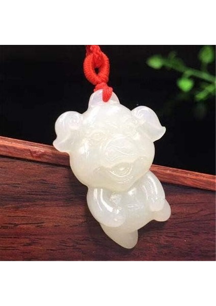 Doğal Hotan Yeşim Domuz Kolye Beyaz Yeşim Erkekler ve Kadınlar Çift Kolye (Yurt Dışından) fiyatları