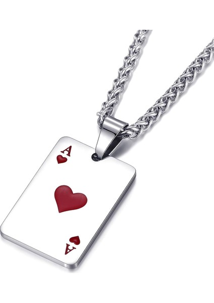 Paslanmaz Çelik Maça Ası Kolye Kolye Erkekler ve Kadınlar Için Küçük Poker Kartı Kolye 24 Inç Link Zinciri ile (Yurt Dışından)