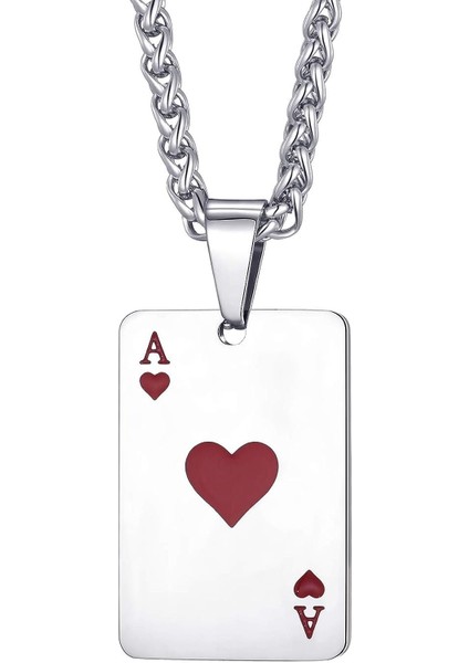 Paslanmaz Çelik Maça Ası Kolye Kolye Erkekler ve Kadınlar Için Küçük Poker Kartı Kolye 24 Inç Link Zinciri ile (Yurt Dışından)